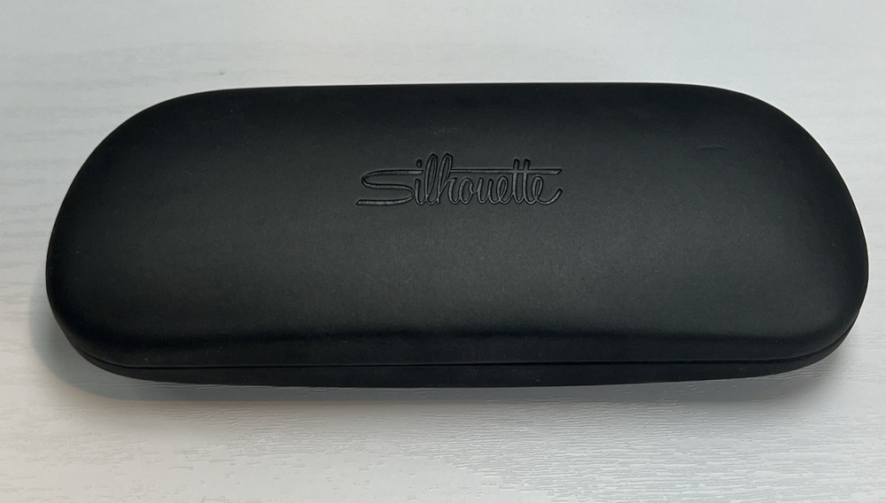Silhouette Eyeglasses Case Hard Shell Felt Lined Dark Gray Travel Carrier